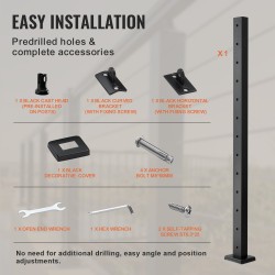 Vaijerikaidetolppa 42 tuumaa ruostumaton teräs 1x2 12 reikää musta