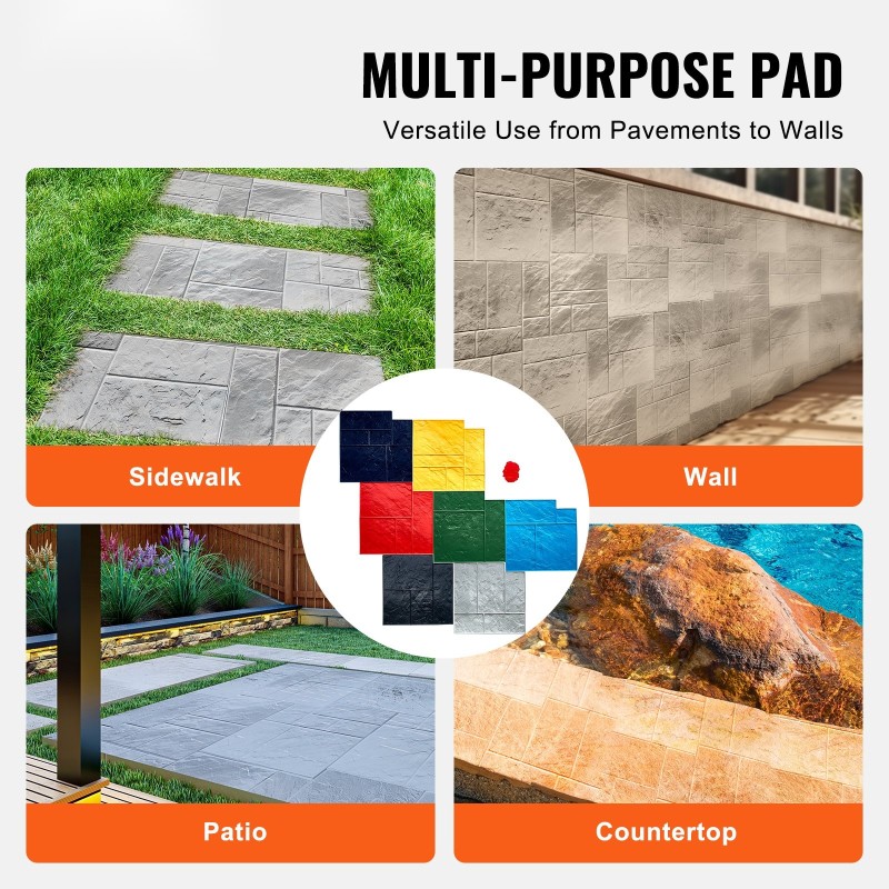 Betonileimasinmatto polyuretaani 618 mm 7 kappaleen setti liuskekivitekstuurilla betonipinnoille