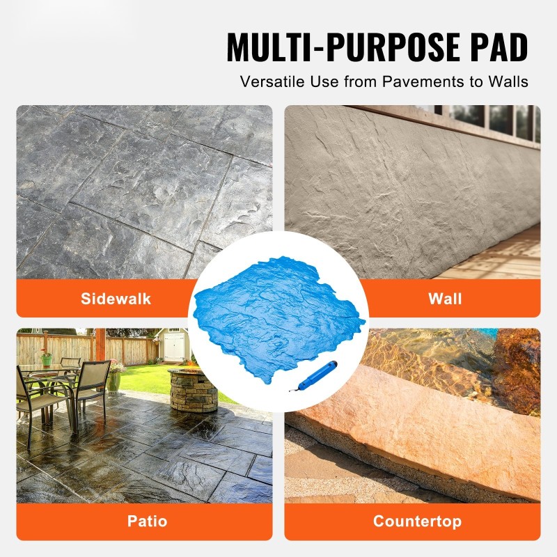 Betonin polyuretaaninen kuviomatto 18 x 18 tuumaa liuskekivi sininen höyhenreunainen