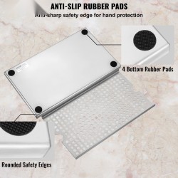 Tippakaukalo 304-ruostumattomasta teräksestä 300 x 177 mm irrotettavalla kannella 4 liukuestekumityynyä