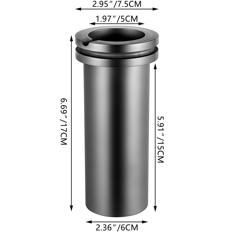 Grafiittisulatusastia 3 kg 99,9 prosenttinen grafiitti 1300 asteen kaatonokka kullan sulatukseen