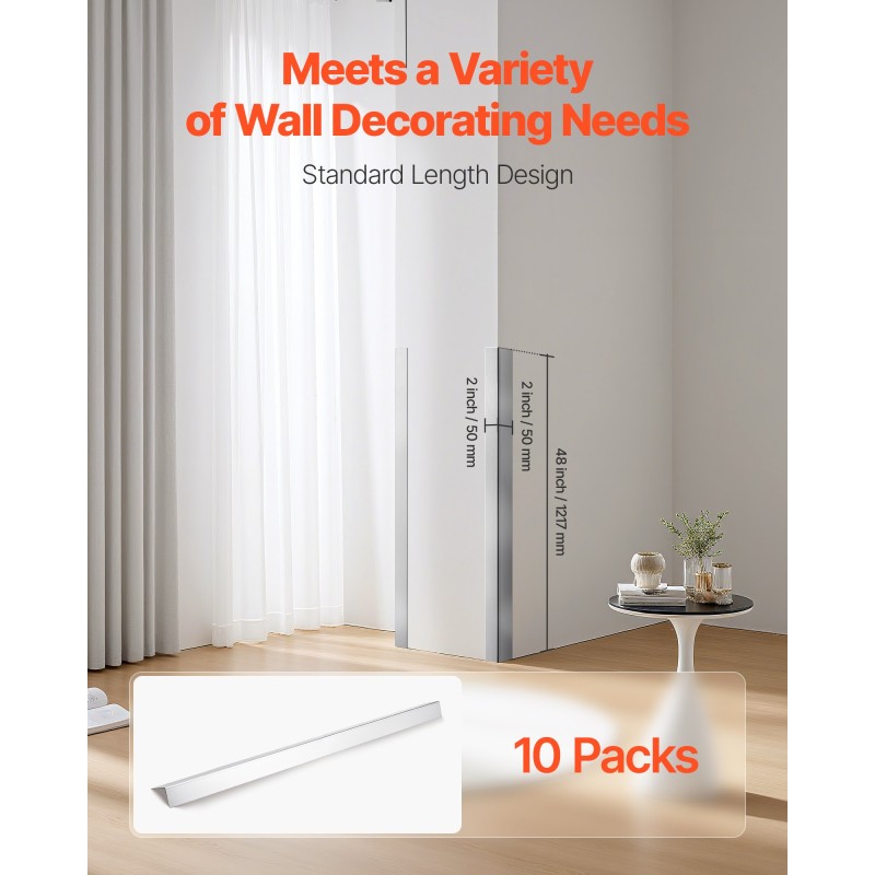 Seinän kulmasuojat 304-ruostumatonta terästä 50 x 50 x 1217 mm 10 kpl