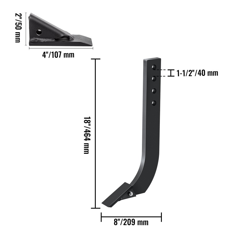 Laatikkoterän varret 18 tuumaa hiiliterästä 6 kpl 4-aukkoiset irrotettavilla hampailla