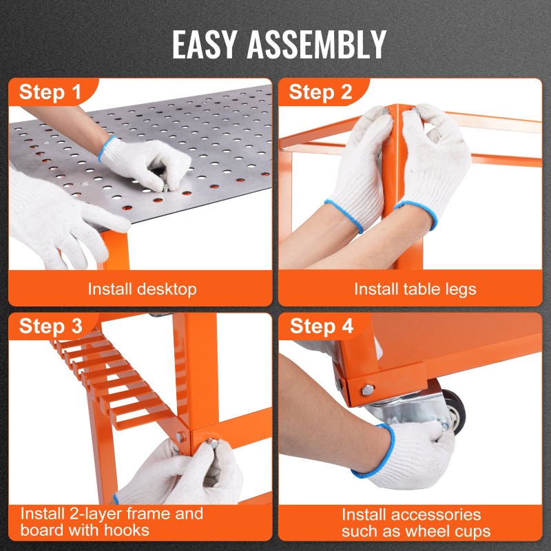 Hitsauspöytä hiiliteräs 91,4x61 cm 272 kg kantavuus pyörillä kaksitasoinen säilytys