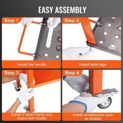 Hiiliteräksinen hitsaustyöpöytä 91,4 x 45,7 cm 544 kilogramman kantavuus jarrullisilla pyörillä
