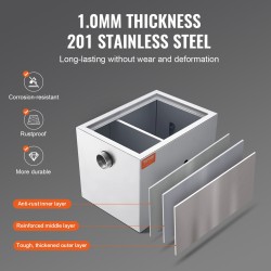 Rasvanerotin 201-ruostumattomasta teräksestä kompaktilla koolla tiskialtaan alle