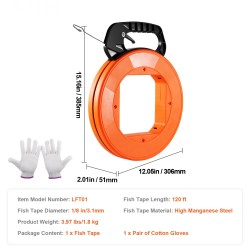 Kalastusnauha korkeamangaaniterästä 36 m 3,1 mm muovikotelo ja puuvillahanskat