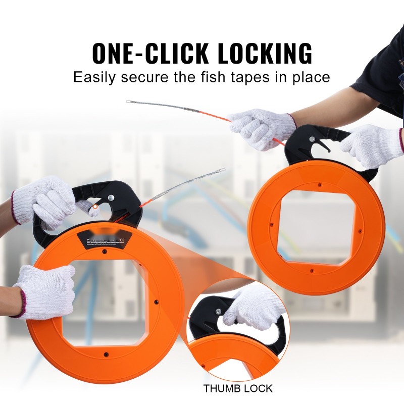 Kaapelinvetonauha 30,5 m 6,35 mm PET-muovinen sähköä johtamaton nikkeloitu kärki kovamuovikotelo