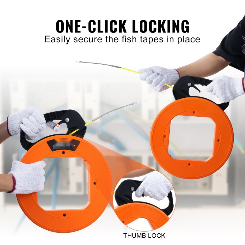 Lasikuituinen vetojousi 30,5 m 4,23 mm muovikela nikkeloitu hiiliteräspää peukalolukko