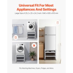 Pesukoneen ja kuivausrummun koroke hiiliteräs 640×635×615 mm 136 kg 4 säädettävää jalkaa