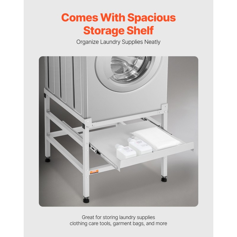 Pesukoneen ja kuivausrummun koroke hiiliteräs 640×635×615 mm 136 kg 4 säädettävää jalkaa