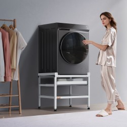 Pesukoneen ja kuivausrummun koroke hiiliteräs 640×635×615 mm 136 kg 4 säädettävää jalkaa