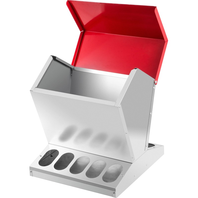 Siipikarjan syöttölaite sinkitty teräs 11,3 kilon kapasiteetti kymmenen syöttöpaikkaa