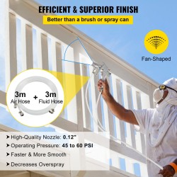 Paineistettu maalisäiliö 10 L hiiliterästä ruisku ja 3 m letkut