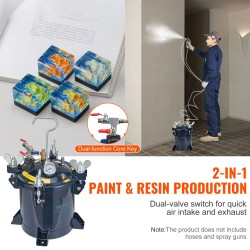 Paineellinen maalisäiliö metalliteräs 10 l kaksoisventtiilit säädettävä paine 4,8 bar