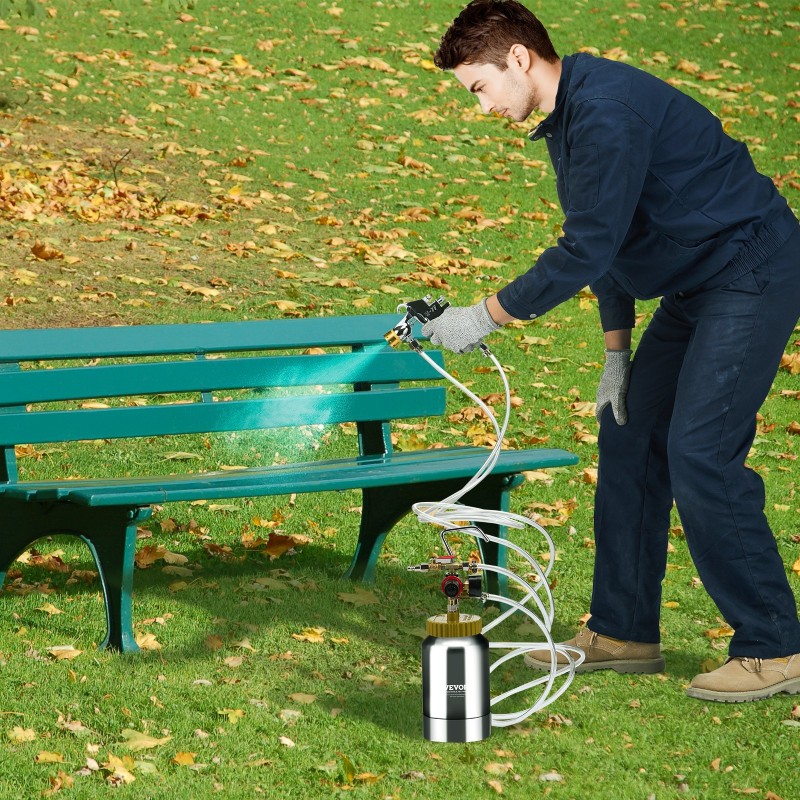 Paineellinen maalisäiliö 2 l ruosteenkestävä teräs 1,8 mm suutin 3 m letku