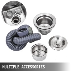 Pesuallas ruostumattomasta ei-magneettisesta teräksestä yhden altaan 40,6x39,4x25,4 cm oikealla työtasolla