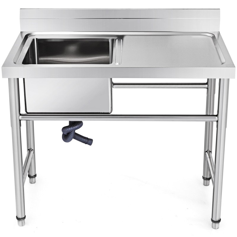 Pesuallas ruostumattomasta ei-magneettisesta teräksestä yhden altaan 40,6x39,4x25,4 cm oikealla työtasolla