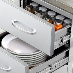 Ulkokeittiön upotettava 3 laatikkoinen ruostumaton teräslaatikosto 470 570 570 mm