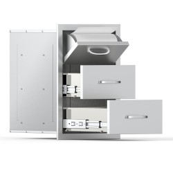 Ulkokeittiön upotettava laatikosto ruostumatonta terästä 3 laatikkoa paperipyyheteline ilmanvaihtopaneeli