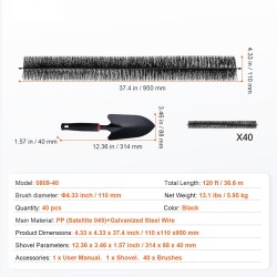 Rännisharja polypropeeniharjaksilla ja galvanoidulla teräsytimellä 36,6 m 110 mm 40 kpl