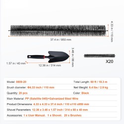 Sadevesikourun harjasuoja polypropeeniharjakset galvanoitu teräslanka 18,3 m 110 mm 20 kpl