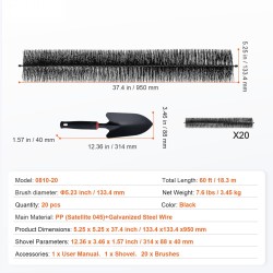 Räystäskouruharja polypropeeniharjakset ja galvanoitu teräslanka 18,3 m halkaisija 133 mm 20 kpl
