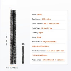 Vesikouruharja polypropeeniharjakset sinkitty teräslanka 110 mm halkaisija 4,6 m 5 kpl