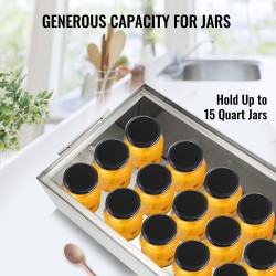 Liesikäyttöinen vesihaudekattila 304 elintarvikelaatuinen ruostumaton teräs 49 l 15 purkkia 2 telinettä