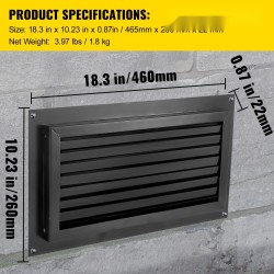 Ryömintätilan tulvaventtiili sinkkipinnoitettua terästä 406 x 203 mm seinään asennettava