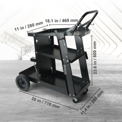 Hitsauskärry 3-tasoinen teräsrakenne korkea kantavuus 2 kaasupullon paikkaa