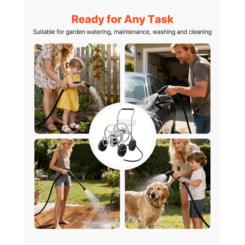 Vesiletkukärry jauhemaalattu teräs 15,9 mm 91,4 m kapasiteetti 10 tuuman pyörät