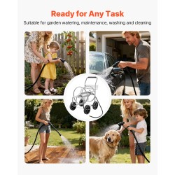 Letkukelkkavaunu jauhemaalattua terästä 15,9 mm letkulle 76 m irrotettavalla kelalla neljällä pyörällä