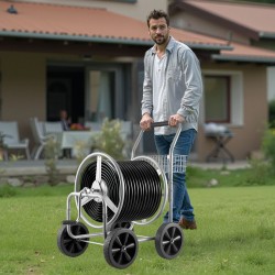 Letkukelkkavaunu jauhemaalattua terästä 15,9 mm letkulle 76 m irrotettavalla kelalla neljällä pyörällä