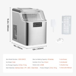 Pöytämallinen jääpalakone 24 palaa 15 min 45 lbs 1,2 kg itsepuhdistustoiminto
