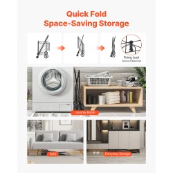 Taittuva ostoskärry rautainen runko 50 kg kantavuus kaksi koria 360 asteen etupyörät