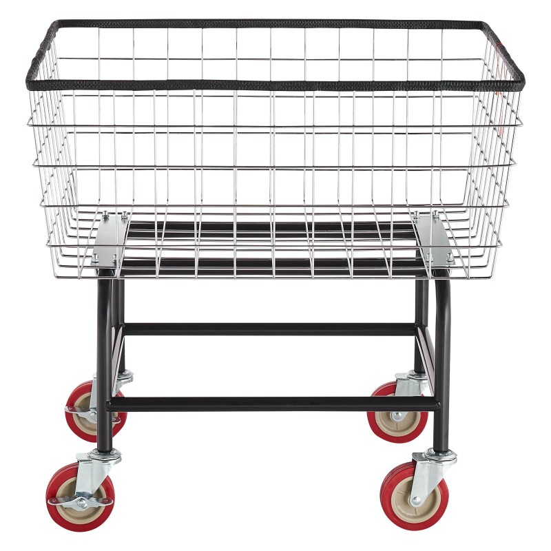 Pyykkivaunu sinkitty teräslankakori 100 l 4 tuuman kääntyvät pyörät jarruilla