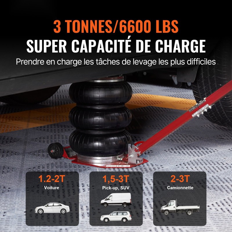 Ilmatunkki 3 tonnia kolmipussinen 140–450 mm nostokorkeus kuusi teräsputkea