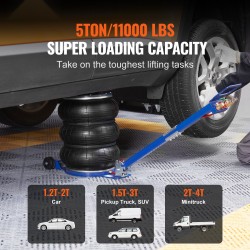 Ilmatunkki 5 tonnia kolmipussinen nostokorkeus 140–470 millimetriä kuusi teräsputkea