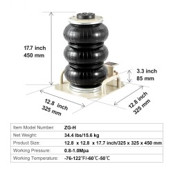Ilmatyynynostin 3 tonnin kolmipussinen 140–450 mm nostokorkeus sivukahvoilla
