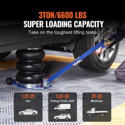 Ilmatäytteinen autonostin 3 tonnia 140–450 mm kuudella teräsputkella säädettävällä varrella