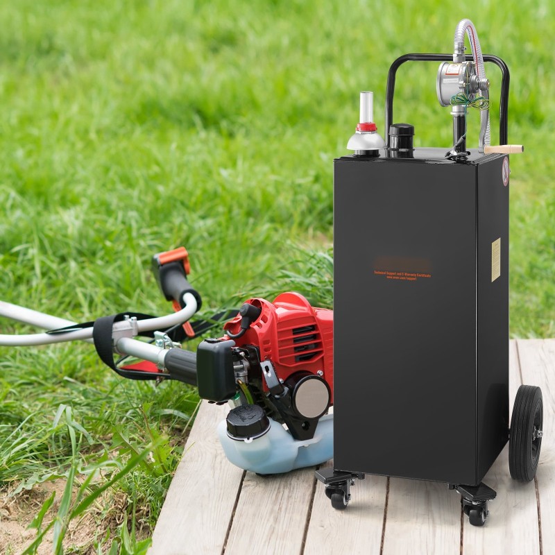 Polttoainekärry 35 gallonin hiiliteräs säiliö neljällä pyörällä käsipumpulla