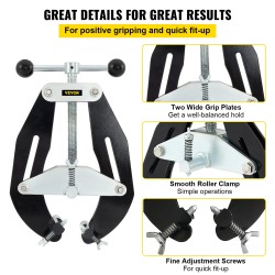 Putkipuristin hiiliteräsrunko 5,1–15,2 cm halkaisijoille putkien kohdistukseen kevyt pikatoimisilla säätöruuveilla