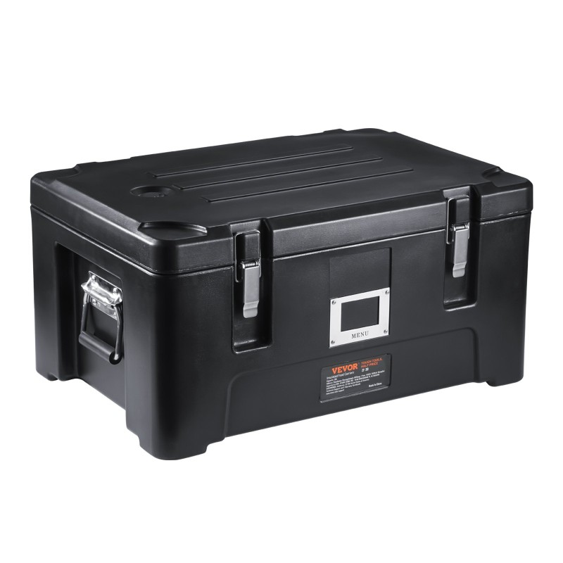 Eristetty ruokakuljetuslaatikko 30 l kevyt pinoamiskelpoinen 3 ruostumattomaa astiaa musta