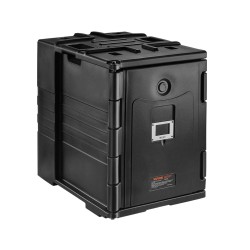 Lämpöeristetty 90 litran ruokakuljetuslaatikko paisutetusta polypropeenista etupuolelta ladattava kahvallinen pinottava