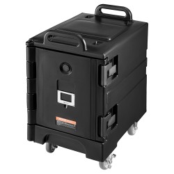 Eristetty ruokakuljetuslaatikko 75 l 50 mm eristys etupuolelta täytettävä pyörillä