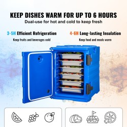 Eristetty ruokakuljetuslaatikko 90 L sininen pinottava etupuolelta täytettävä