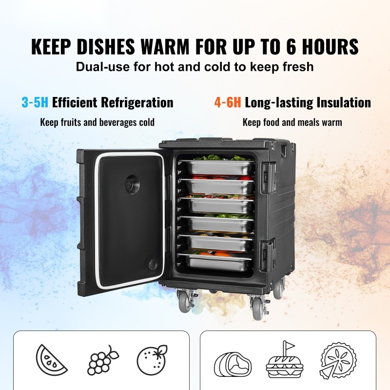 Eristetty ruoka-astialaatikko 90 litraa ei-sähköinen kantokahvat solkilukko catering-käyttöön