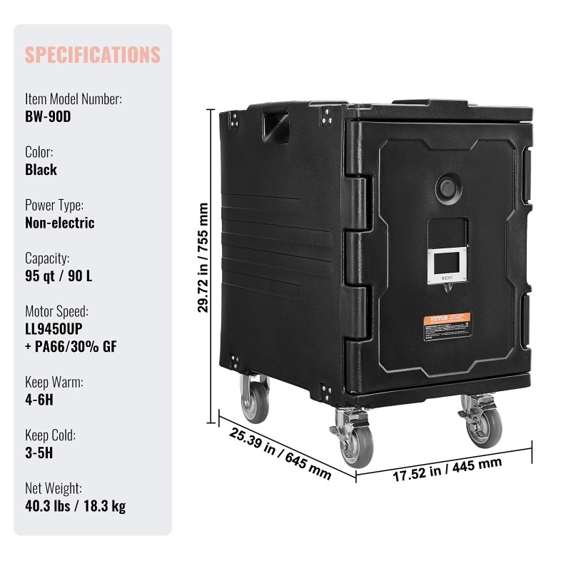 Eristetty ruoka-astialaatikko 90 litraa ei-sähköinen kantokahvat solkilukko catering-käyttöön