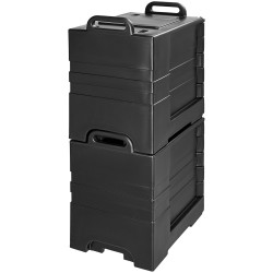 Eristetyt ruokakuljetuslaatikot 75 l 2 kpl etuluukulla pinottavat kahvoilla pyörillä